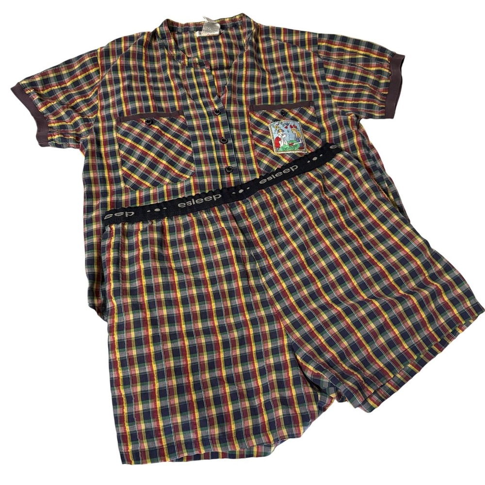 Vintage Esleep plaid sleep pajama set shorts - Picture 1 of 11